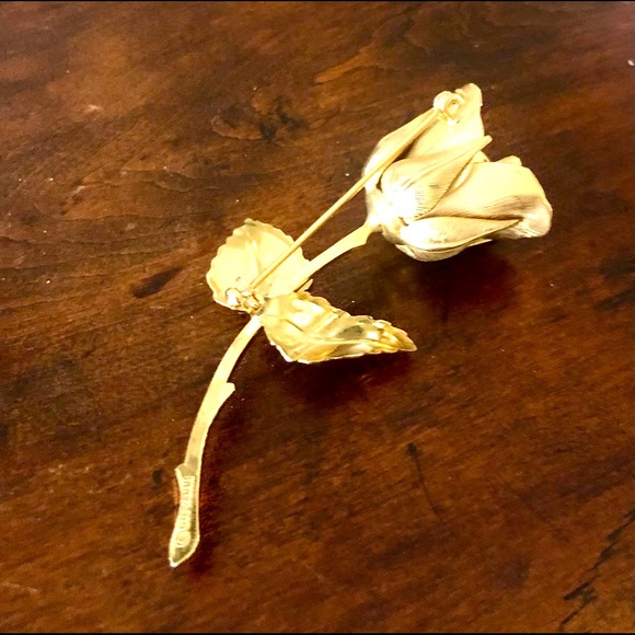 Gold Plated Vintage Rose Pin - Picture 3 of 6